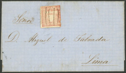 PERU: Yvert 14 (Sc.19), 1870 Train, Franking A Folded Cover Sent To Lima, Very Fine Quality, Rare! - Pérou
