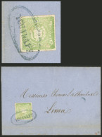 PERU: Folded Cover Sent From Guañape To Lima On 3/SE/1870, Franked With A Stamp Of 1d. Green (Sc.14) With The Rare "YGUA - Pérou