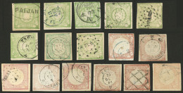 PERU: 16 Stamps Of 1d. Red Of 1862 Amd 1d. Green Of 1868 With Attractive And Varied Cancels, Some Very Scarce, In Genera - Pérou