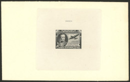 VENEZUELA: Yvert 202, 1944 Sucre And Airplane 5c., DIE PROOF In Black, Excellent Quality, Rare! - Venezuela