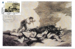 Grabados De Goya, Los Desastres De La Guerra " Para Eso Habéis Nacido ", Carte Maximum Espagne. Tu Sello - Engravings