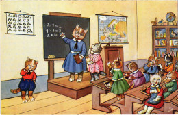 PC CATS, ANTHROPOMORPHIC CAT TEACHING A CLASS, Vintage Postcard (b46644) - Cats