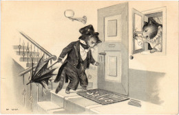 PC CATS, ANTHROPOMORPHIC CAT COUPLE, Vintage EMBOSSED Postcard (b46687) - Cats