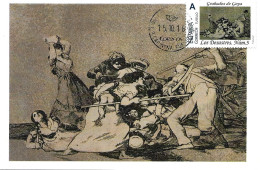 Grabados De Goya, Los Desastres De La Guerra " Y Son Fieras ", Carte Maximum Espagne. Tu Sello - Engravings