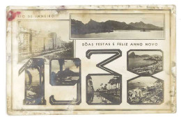 Cpa Brésil - Rio De Janeiro - Bôas Festas E Feliz Anno Novo 1938  (état) - Rio De Janeiro