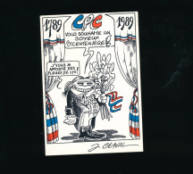 CPSM -1789-1989 CPC Joyeux Bicentenaire Révolution J'vous Ai Apporté Des Fleurs De Lys Dessin Jean Claval - Collector Fairs & Bourses