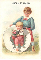 Chromos - COR14449 - Chocolat Ibled - Garçon - Fille - Lettre - Fleurs - 11x7 Cm Environ - En L'état - Ibled