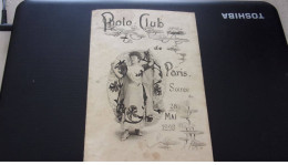 INVITATION - MOI10001 - BAL Du Photo-club De Paris.soirée Du 28/05/1898.signé AB.feuillet Double 15x22cm - Programmi