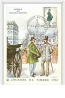 ARTS.CARTE MAXIMUM.n°117.JOURNEE DU TIMBRE 1967.FACTEUR DU SECOND EMPIRE.CORNE - Poste