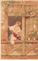 Chromos.AM15351.8x11 Cm Environ.Cafés Sao Paulo.Femme Vérifiant à La Fenêtre S'il Pleut - Tè & Caffè