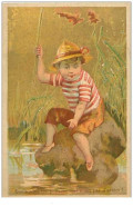 CHROMOS.n°118.CANON-QUENARDEL.EPICERIE.QUELS SONT LES POISSONS QUI N'ONT PAS D'ARETES.GACONNET PECHEUR.FONDS DORE - Tè & Caffè