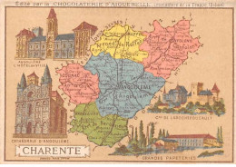Chromos.AM14547.6x9 Cm Environ.Chocolat Aiguebelle.N°16.Carte Charente.Angoulème.Larochefoucault - Aiguebelle