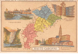 Chromos.AM14538.6x9 Cm Environ.Chocolat Aiguebelle.N°31.Carte Haute-Garonne.Toulouse.Lac D'OO - Aiguebelle
