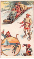 Chromos.AM16626.9x13 Cm Environ.Chicorée.A La Bergère.Le Canada.course De Traineaux.Toboggans.Raquettes.Yacht Sur Glace - Tee & Kaffee