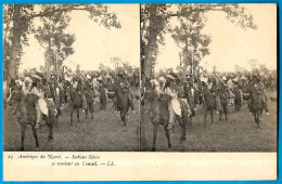 CPA CARTE-STEREO Amérique Du Nord - INDIENS SIOUX Se Rendant Au Conseil ** Indian Chief America - Native Americans