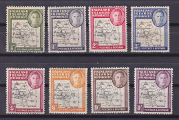 FALKLAND ISLANDS DEPENDENCIES 1946, SG# G1-G8, Map, KGVI, MH - Falkland