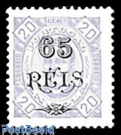Angola 1902 65R On 20R, Violet, Unused (hinged) - Angola