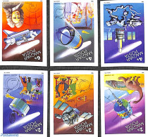 Hungary 1986 Halleys Comet 6v Imperforated, Mint NH, Nature - Science - Transport - Prehistoric Animals - Astronomy - .. - Neufs