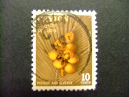 40 CEYLAN CEYLON ( Sri Lanka ) 1954 / GRUPO DE COCOS / YVERT 295 FU - Sri Lanka (Ceylan) (1948-...)