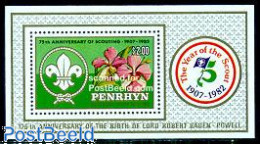 Penrhyn 1983 75 Years Scouting S/s, Mint NH, Nature - Sport - Flowers & Plants - Scouting - Penrhyn