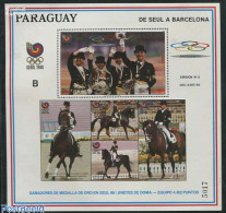 Paraguay 1989 Olympic Winners S/s (A Or B), Mint NH, History - Nature - Sport - Germans - Horses - Olympic Games - Paraguay