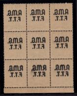 Trieste A - Democratica Lire 1 N. 3g Blocco Di Nove Con Decalco - MNH - Mint/hinged