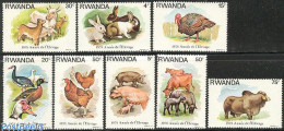 Rwanda 1978 Domestic Animals 8v, Mint NH, Nature - Animals (others & Mixed) - Birds - Cattle - Ducks - Poultry - Rabbi.. - Autres & Non Classés