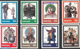 Rwanda 1981 Rockwell Paintings 8v, Mint NH, Nature - Performance Art - Dogs - Circus - Music - Art - Modern Art (1850-.. - Circus