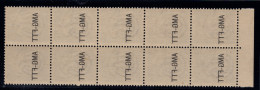Trieste A - Democratica Lire 5 N. 59 Blocco Di 10 Con Decalco - MNH - Mint/hinged