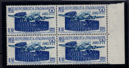 Trieste A - Diritto Aeronautico N. 155b Quartina Decalco - MNH - Mint/hinged