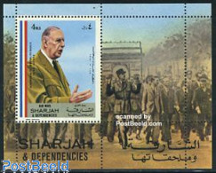 Sharjah 1970 Charles De Gaulle S/s, Mint NH, History - Sharjah