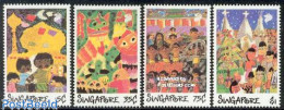 Singapore 1989 Festivals 4v, Mint NH, Art - Children Drawings - Autres & Non Classés