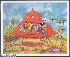Sierra Leone 1983 Disney In Space S/s, Mint NH, Nature - Transport - Cat Family - Zebra - Space Exploration - Art - Di.. - Disney