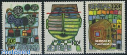 Senegal 1979 Hundertwasser Paintings 3v, Mint NH, Art - Hundertwasser - Modern Art (1850-present) - Sénégal (1960-...)