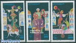 Somalia 1998 Circus 3v, Mint NH, Nature - Performance Art - Elephants - Horses - Circus - Circus