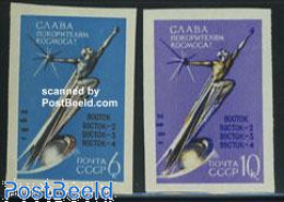 Russia, Soviet Union 1962 Space Flights 2v Imperforated, Mint NH, Transport - Space Exploration - Ungebraucht