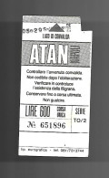 Biglietto Autobus Italia - ATAN Napoli - Corsa Unica Da Lire 600 - Europa