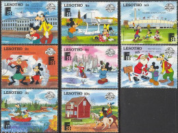 Lesotho 1988 Finlandia, Disney 8v, Mint NH, Nature - Transport - Fishing - Philately - Ships And Boats - Art - Disney - Fishes