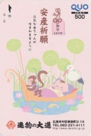 Carte JAPON - ANIMAL - OISEAU - CIGOGNE SINGE POISSON & Bébé - STORK BIRD MONKEY & Baby QUO Card - STORCH - 6941 - Altri & Non Classificati