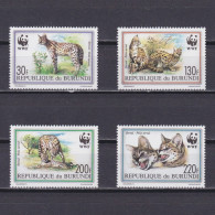 BURUNDI 1992, Sc# 681-684, CV $24, WWF The Serval, MNH - Neufs