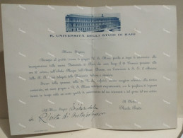 Italia Invito Intervenire Inaugurazione Nuova Università Di Bari. Segno Piega Centrale. - Tickets - Vouchers