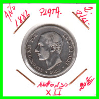 MONEDA DE PLATA, 2 PESETAS, ALFONSO XII AÑO 1882. - Eerste Muntslagen