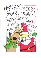 CHRISTMAS , HOLIDAYS , CELEBRATIONS , SANTA CLAUS, DEER, BIRD, POSTCARD, UNITED STATES - Santa Claus