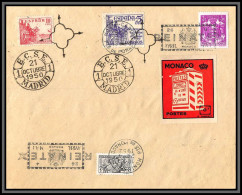 74959 Espagne Espana Affranchissement + Vignette REINATEX 1952 Porte Timbre Stamp Holder Lettre Cover Monaco Monte Carlo - Briefe U. Dokumente