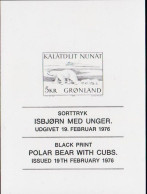 POLAR BEAR OURS BLANC EISBÄR - GREENLAND GRÖNLAND GROENLAND 1976 Black Print  Slania Engraved - Neufs