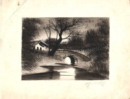OLD PAPER, ILLUSTRATION, BRIDGE, LANDSCAPE, VINTAGE - Non Classés