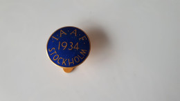 RARE BOUTONNIERE EMAIL INTERNATIONAL ASSOCIATION OF ATHLETICS FEDERATIONS I.A.A.F. STOCKHOLM 1934 C.C. SPORRONG & Co. - Other & Unclassified