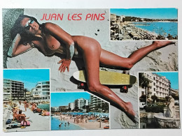 CPSM PIN UP  ( ÉROTIQUE - FEMME SEINS NUS ) MEDITERRANÉE- JUAN LES PINS - CÔTE D'AZUR - Pin-Ups