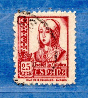(Us6) )  SPAGNA °- 1937-39 - ISABELLE. Yv. 583.  Usato - Gebraucht