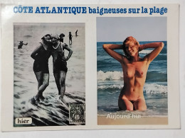 CPSM PIN UP  ( ÉROTIQUE - FEMME SEINS NUS ) CÔTE ATLANTIQUE- BAIGNEUSES SUR LA PLAGE - Pin-Ups